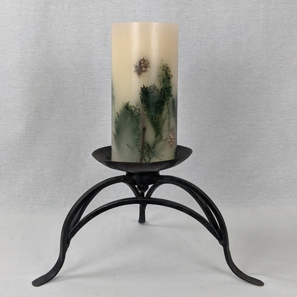 LARGE BLACK IRON CANDLE HOLDER
